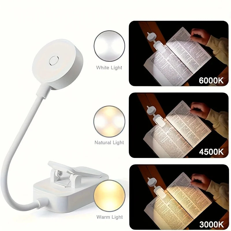 White Clip-On LED Rechargeable Reading Light