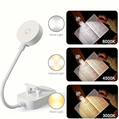 White Clip-On LED Rechargeable Reading Light