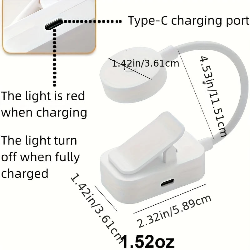White Clip-On LED Rechargeable Reading Light