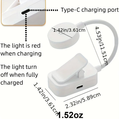 White Clip-On LED Rechargeable Reading Light